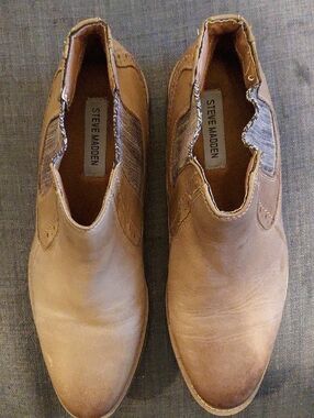 Steve Madden Brown Leather Slip-On Chelsea Boots